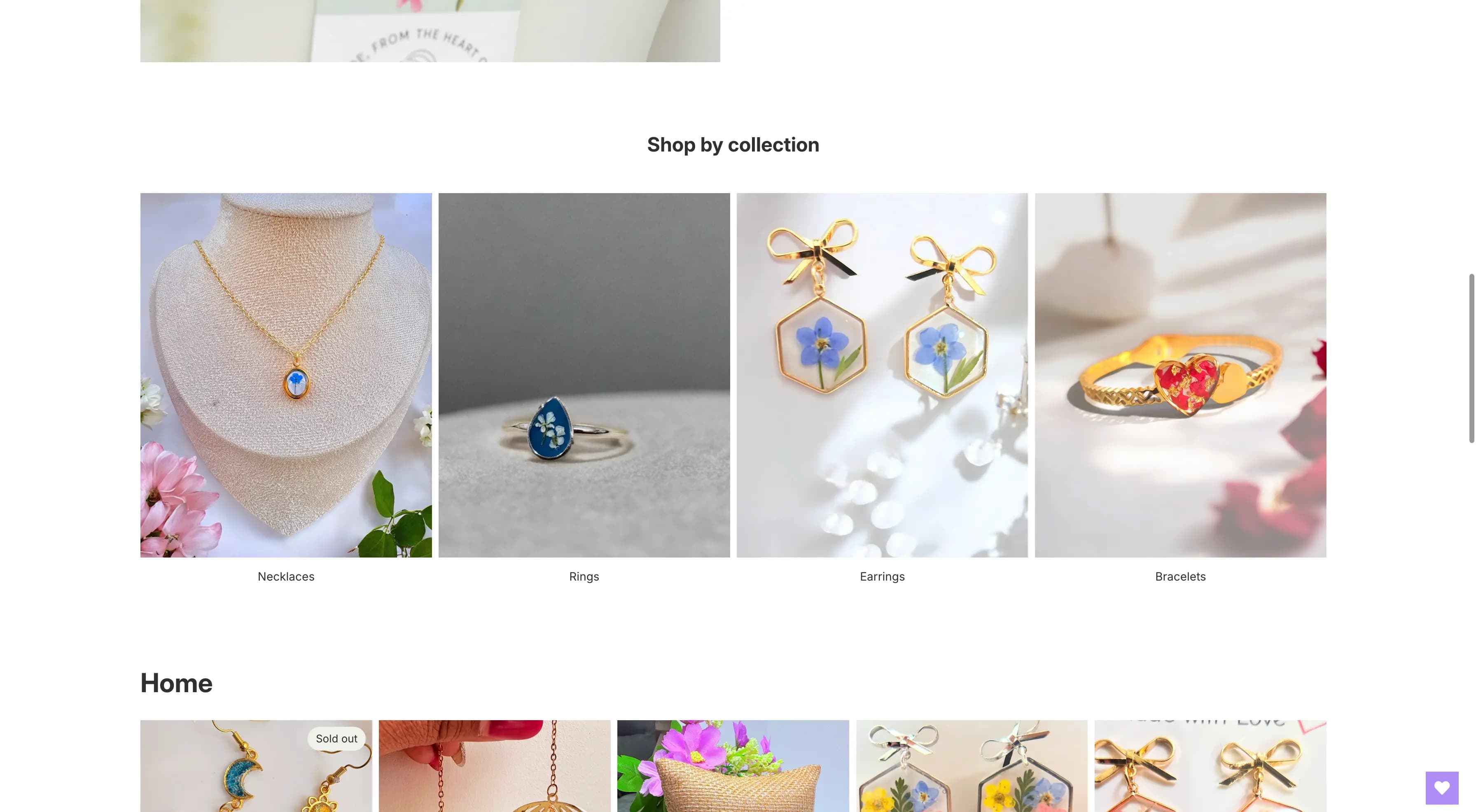 Crezin Flora jewellery product collection page